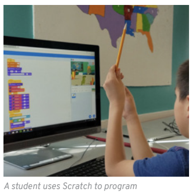 A student uses Scratch to program at John Knox Christian High School in Canada.